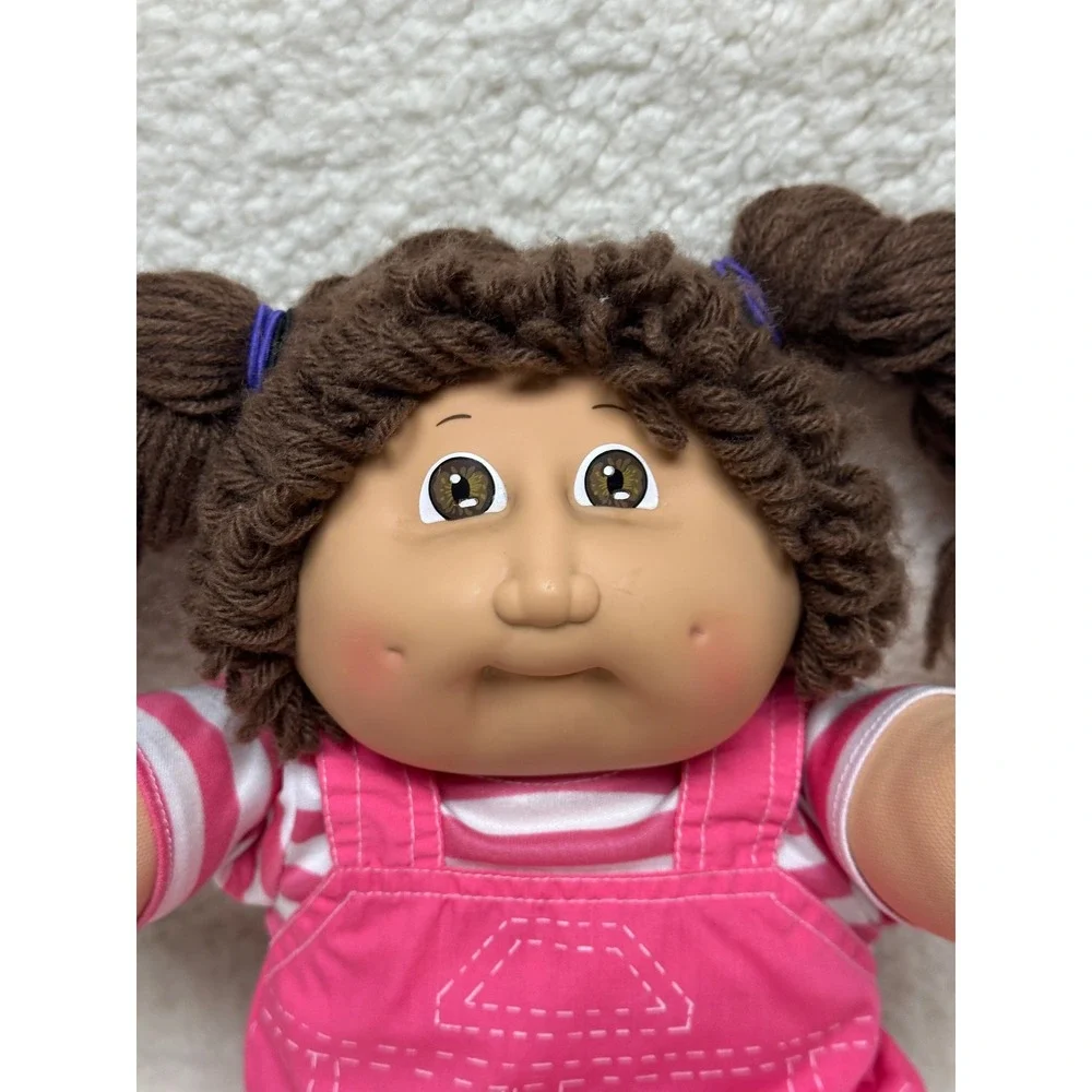 Cabbage Patch Kids Doll 1985 Xavier Roberts Brown Hair Pink Jumper Vintage